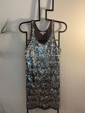 Silver Sequin Mini Tank Dress